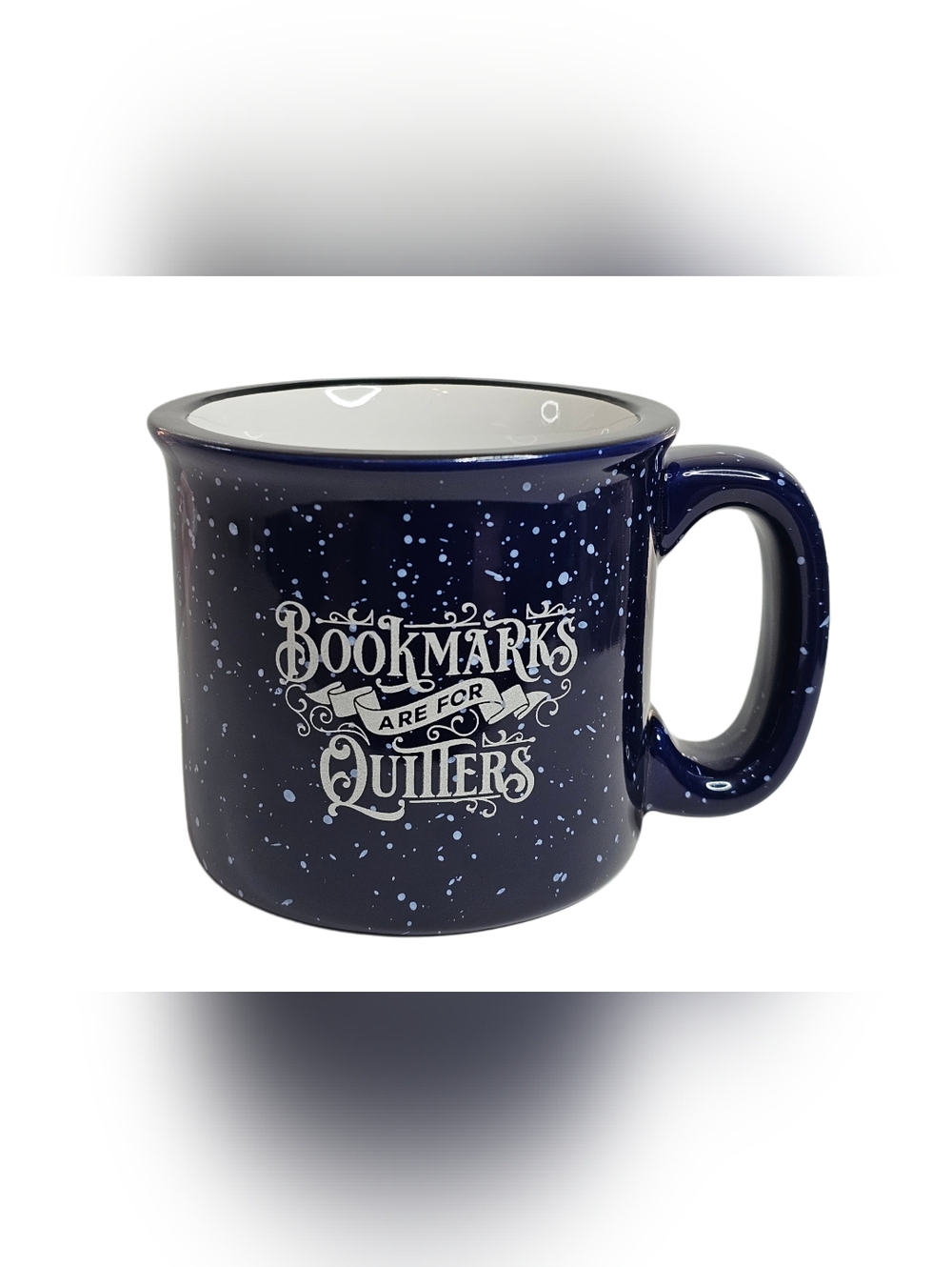 Bookmarks Are For Quitters Mug Blue Ceramic Coffee Tea Cup 15 oz Librarian Gift